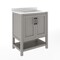 Merrick Lane Vigo Bathroom Vanity with Ceramic Sink, Carrara Marble Finish Countertop, Storage Cabinet with Soft Close Doors and Open Shelf
